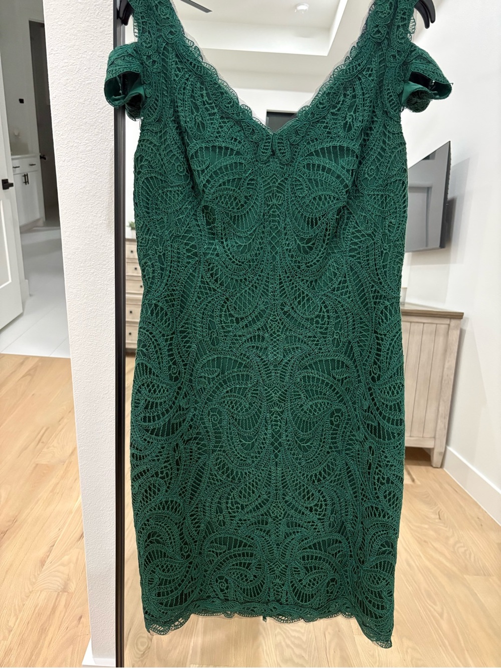 Tadashi Shoji Emerald Green Lace Midi Dress